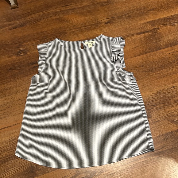 Gray and white striped short sleeve blouse xl by Monteau - Picture 2 of 16